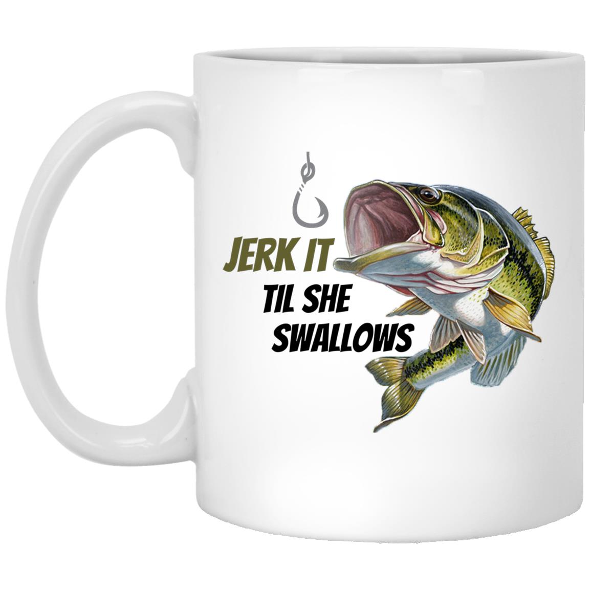 Jerk It - Green Bass Fish- XP8434 11 oz. White Mug