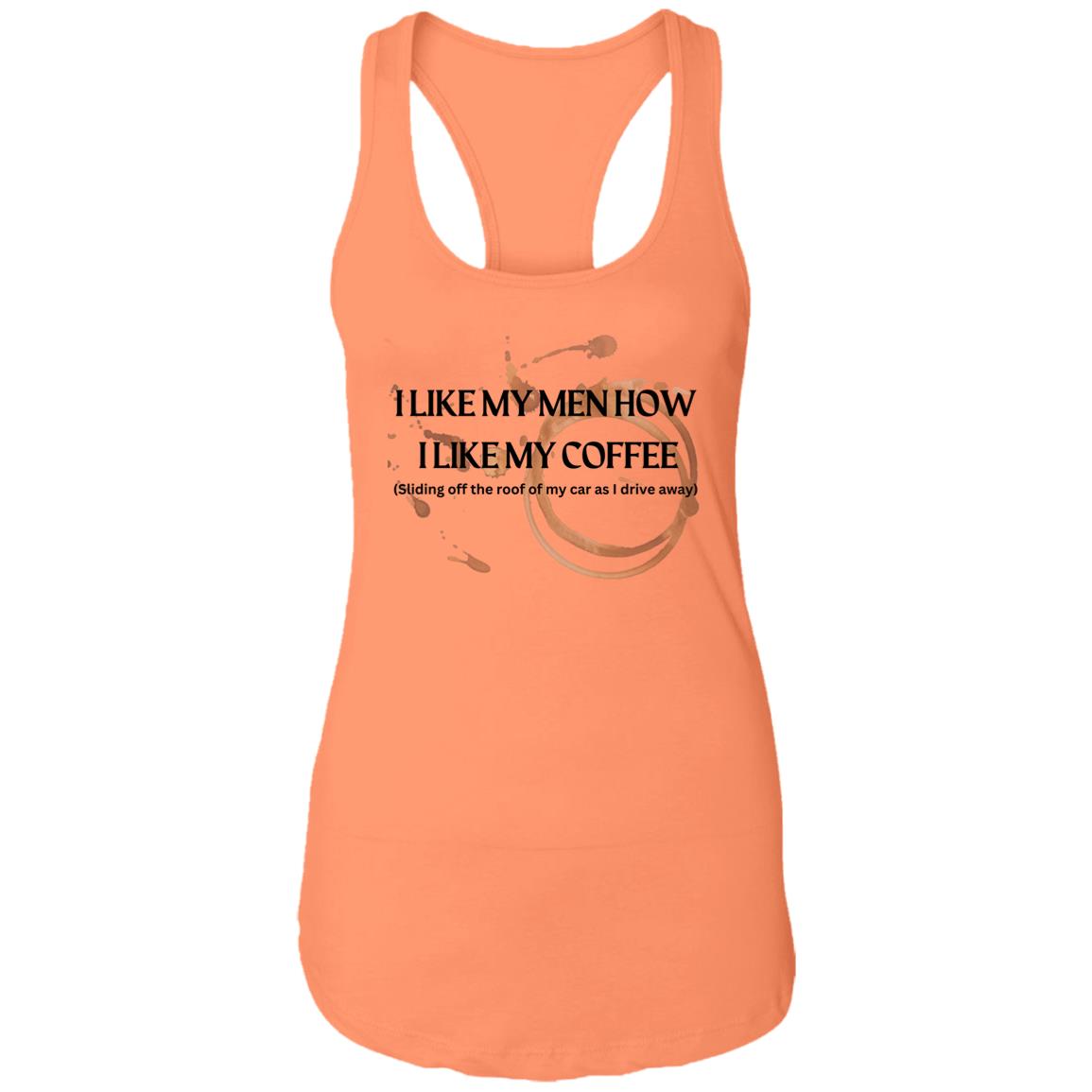 How I like My Men (Coffee)-Ladies Ideal Racerback Tank