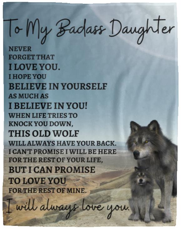 To My Badass Daughter (Wolf) Blanket