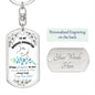 To My Daughter - "I am the Storm" (Blue/Mint Butterflies) - Dog Tag Swivel Keychain