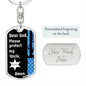 Protect My Uncle (Thin Blue Line / Sherriff) - Dog Tag Swivel Keychain