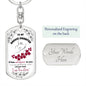 Daughter "I am the Storm" - (Red Floral) - Dog Tag Swivel Keychain