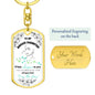To My Daughter - "I am the Storm" (Mint Butterflies) - Dog Tag Swivel Keychain