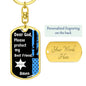 Protect My Best Friend (Male or Female) (Thin Blue Line / Sherriff) - Dog Tag Swivel Keychain