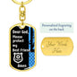 Protect My Best Friend (Male or Female) (Thin Blue Line / Police) - Dog Tag Swivel Keychain