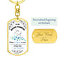 To My Daughter - "I am the Storm" (Blue/Mint Butterflies) - Dog Tag Swivel Keychain