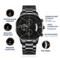 To My Man / Boyfriend / Lover / Soulmate / Husband (Great Catch / Fish / Valentine) - Engraved Black Chronograph Watch