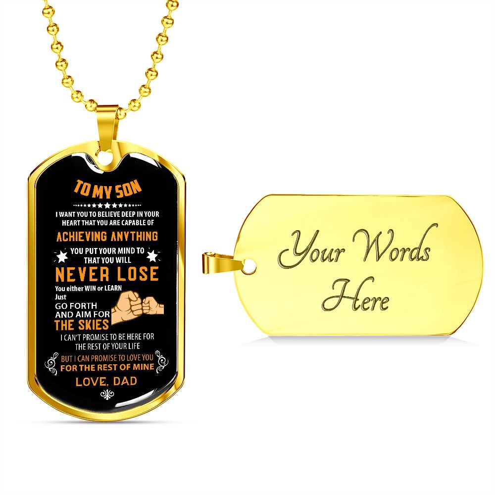 To my Son, Never Lose (Fist Bump Orange) - Dog Tag