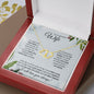 Wife (Christmas Holly Card) - 10K gold and diamond Everlasting Love Necklace