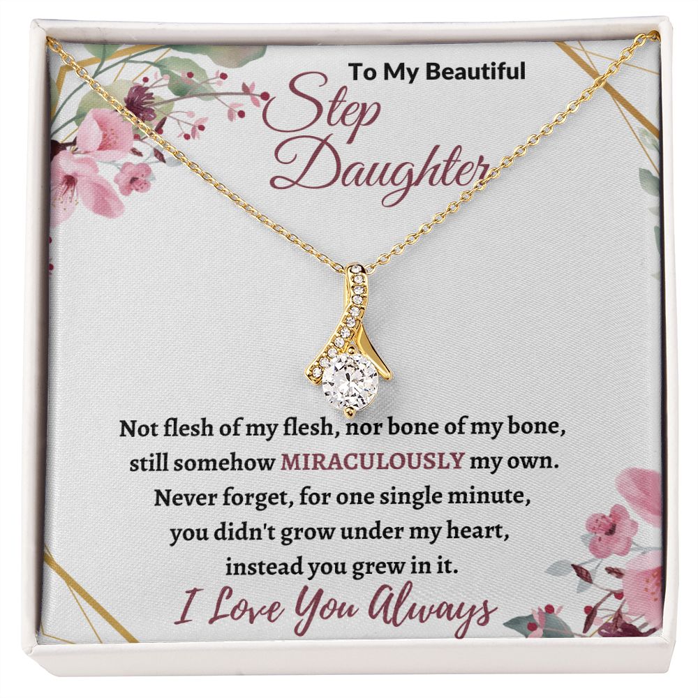 To My Beautiful Step Daughter / nonbiological (Burgundy Card) - Alluring Beauty Necklace