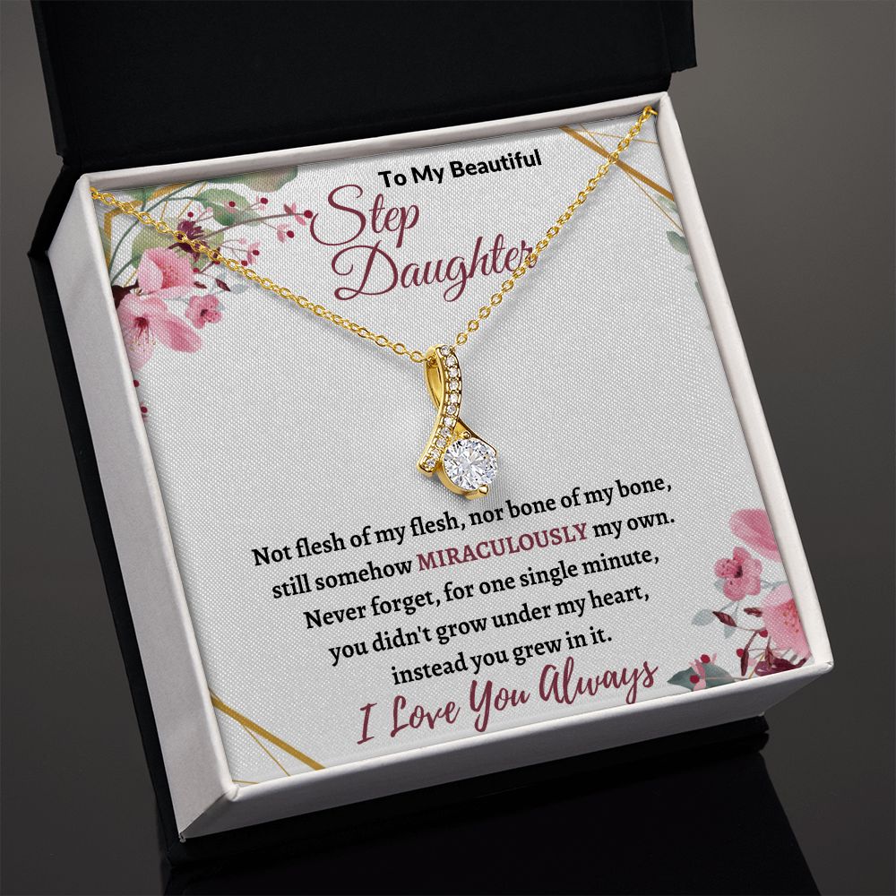 To My Beautiful Step Daughter / nonbiological (Burgundy Card) - Alluring Beauty Necklace