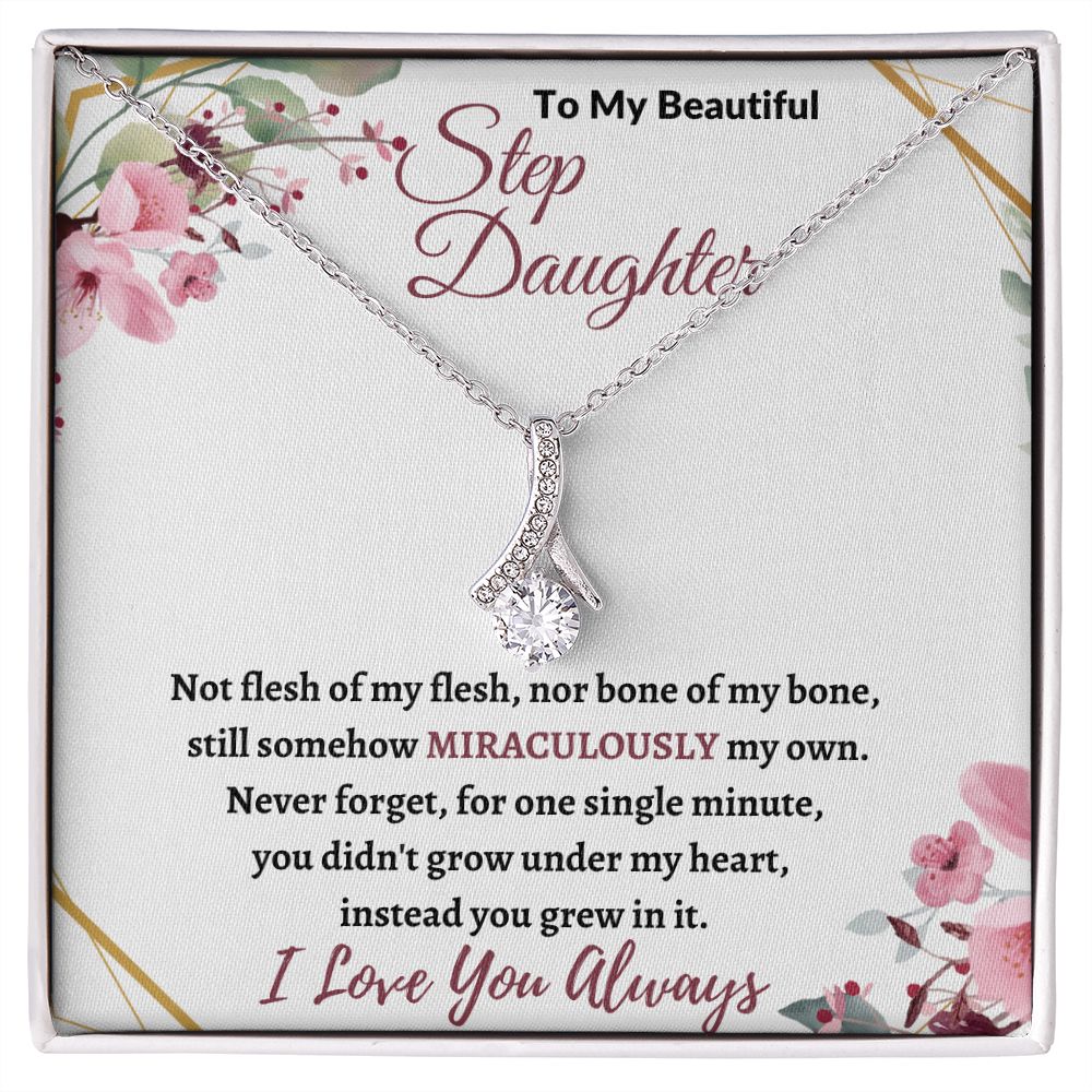 To My Beautiful Step Daughter / nonbiological (Burgundy Card) - Alluring Beauty Necklace
