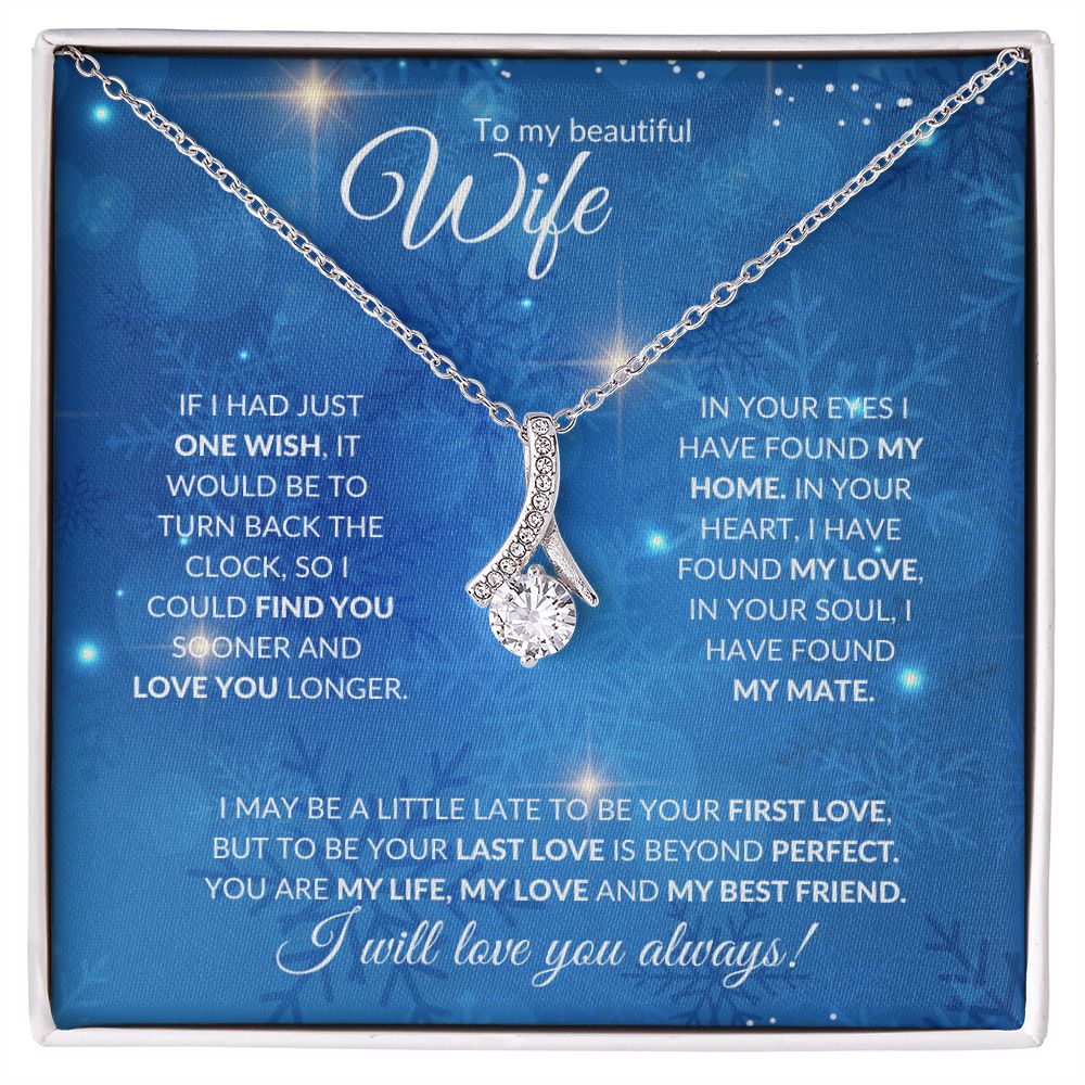 Wife (Christmas Blue Snowflake Card) -Alluring Beauty Necklace