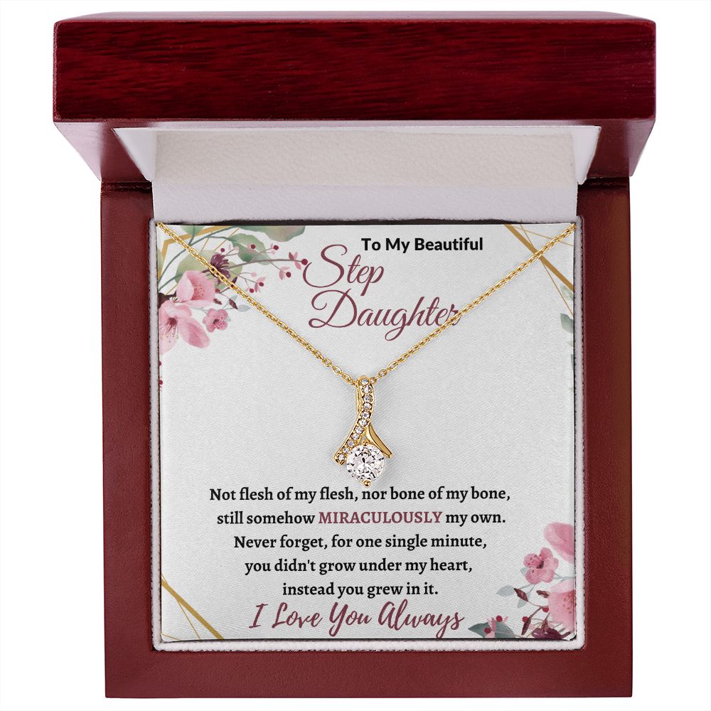 To My Beautiful Step Daughter / nonbiological (Burgundy Card) - Alluring Beauty Necklace
