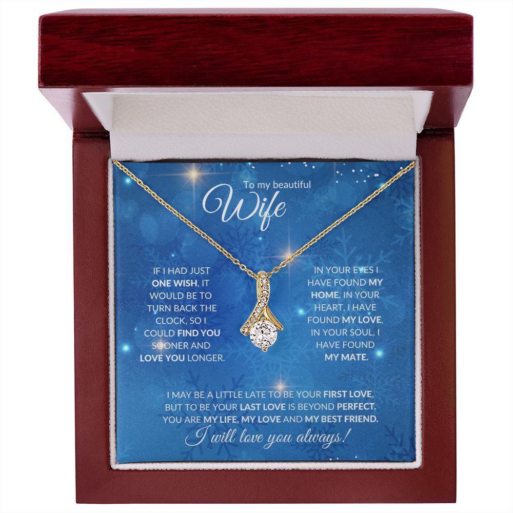 Wife (Christmas Blue Snowflake Card) -Alluring Beauty Necklace