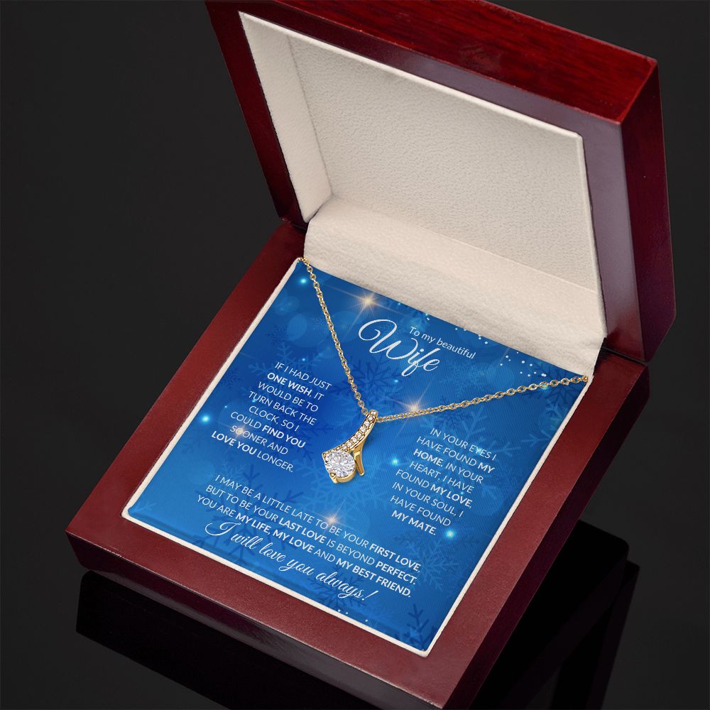 Wife (Christmas Blue Snowflake Card) -Alluring Beauty Necklace