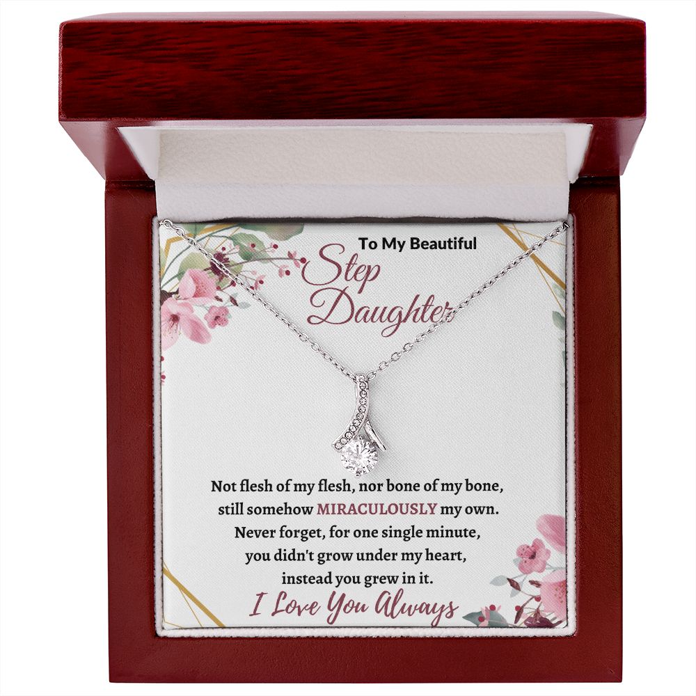 To My Beautiful Step Daughter / nonbiological (Burgundy Card) - Alluring Beauty Necklace