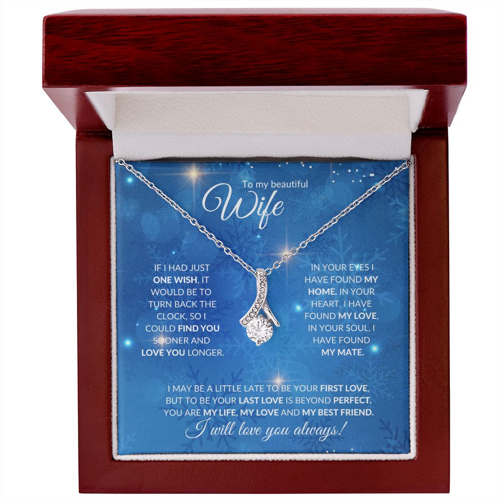 Wife (Christmas Blue Snowflake Card) -Alluring Beauty Necklace