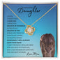Beautiful Daughter from Mom (Blue Lioness Card) - Love Knot Necklace