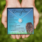 Beautiful Daughter (New Blue Lioness Card) - Love Knot Necklace