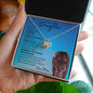Beautiful Daughter from Mom (Blue Lioness Card) - Love Knot Necklace
