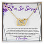 I'm So Sorry (Purple Card) - Interlocking Hearts Necklace