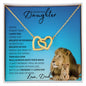 Precious Daughter from Dad (Blue Lion Card) Interlocking Heart Necklace