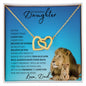 Daughter From Dad (Blue Lion Card) - Interlocking Hearts Necklace
