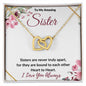 To My Amazing Sister (Burgundy Card) - Interlocking Hearts Necklace