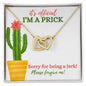 Sorry for being a Jerk (Prickly Cactus Card) - Interlocking Hearts Necklace