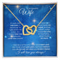 Wife (Christmas Blue Snowflake Card) - Interlocking Hearts Necklace