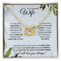 Wife (Christmas Holly Card) - Interlocking Hearts Necklace