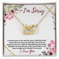 I'm Sorry - (Burgundy Card) -Interlocking Hearts Necklace