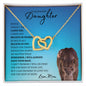 Beautiful Daughter from Mom (Blue Lioness Card) - Interlocking Hearts Necklace