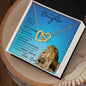 Precious Daughter from Dad (Blue Lion Card) Interlocking Heart Necklace