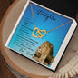 Daughter From Dad (Blue Lion Card) - Interlocking Hearts Necklace