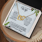 Wife (Christmas Holly Card) - Interlocking Hearts Necklace