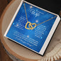 Wife (Christmas Blue Snowflake Card) - Interlocking Hearts Necklace