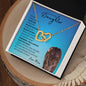 Beautiful Daughter from Mom (Blue Lioness Card) - Interlocking Hearts Necklace