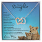 Daughter from Mom (New Lioness Card) - Interlocking Hearts Necklace