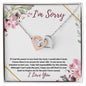 I'm Sorry - (Burgundy Card) -Interlocking Hearts Necklace