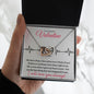To My Beautiful Valentine / for Wife, Fiancé, Future Wife, Soulmate (Skips a Beat) -Interlocking Hearts Necklace
