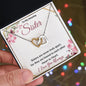 To My Amazing Sister (Burgundy Card) - Interlocking Hearts Necklace