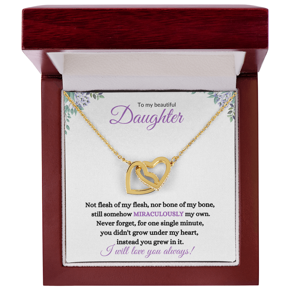 Nonbiological / Adopted Daughter (purple card) - Interlocking hearts Necklace