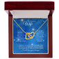 Wife (Christmas Blue Snowflake Card) - Interlocking Hearts Necklace