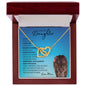 Beautiful Daughter from Mom (Blue Lioness Card) - Interlocking Hearts Necklace