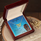 Beautiful Daughter from Mom (Blue Lioness Card) - Interlocking Hearts Necklace