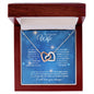 Wife (Christmas Blue Snowflake Card) - Interlocking Hearts Necklace
