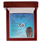Beautiful Daughter from Mom (Blue Lioness Card) - Interlocking Hearts Necklace