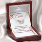 To My Amazing Sister (Burgundy Card) - Interlocking Hearts Necklace